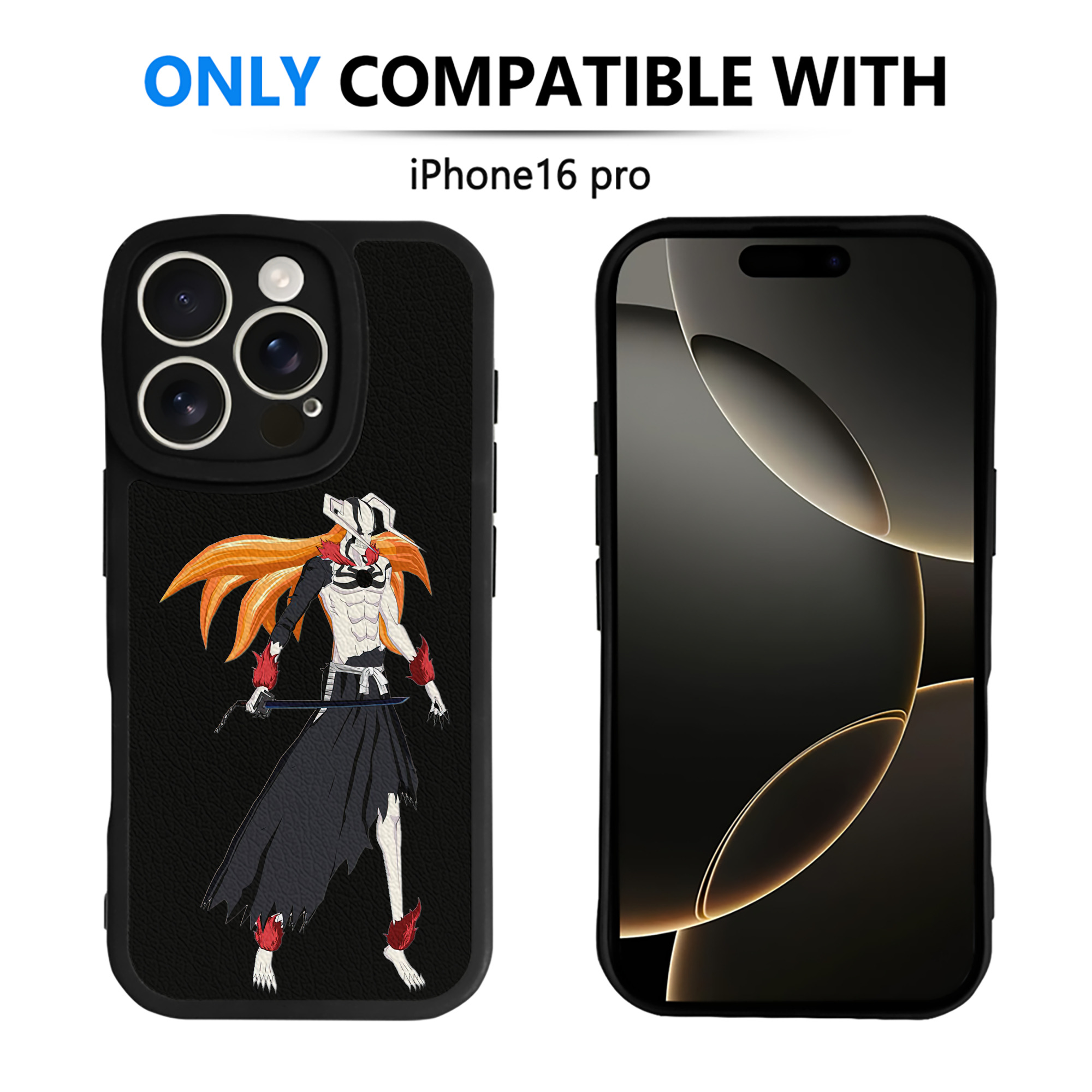 ブリーチ 黒崎一護（くろさき いちご）BLEACH Kurosaki Ichigo 【iPhone 16シリーズ対応】シリコンスマホケース（レザー調） 材質：シリコン